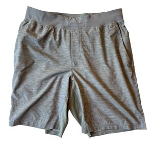 Lululemon shorts Mens Large Gray Drawstring elastic waist Zip pocket Lightweight
